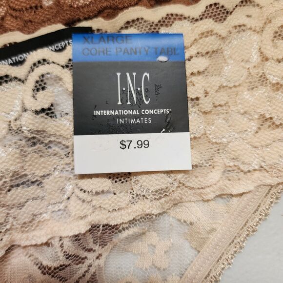 INC International Concepts Lace Thong Womens XL Black Grey Beige Brown Set Of 4 - Picture 3 of 9